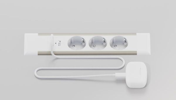 Блок розеток встраиваемый в стол (3 розетки, USB-A, USB-C) G4103T-2AC.N Серебро/Белый 257*60*4